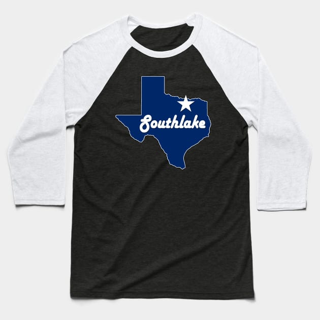 City of Southlake Texas Lone Star State Map Navy Blue Baseball T-Shirt by Sports Stars ⭐⭐⭐⭐⭐